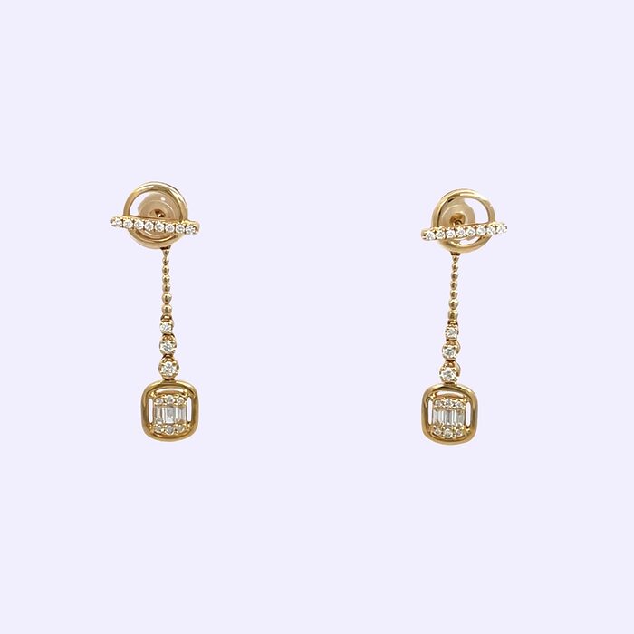 14k Yellow Gold Diamond Dangle Earrings - Image 2
