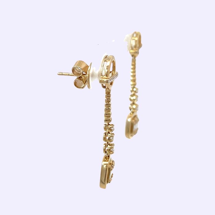 14k Yellow Gold Diamond Dangle Earrings - Image 4
