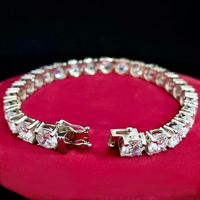 14k White Gold Lab Diamond Bracelet - Image 4