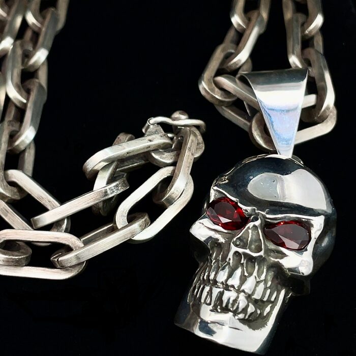 Nino Skull Pendant with Heavy Linked Chain - Image 2